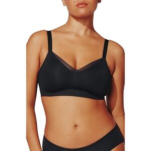 ThirdLove 24/7 Wireless Bra 34E Black Mesh Compression Comfort Supportive Basic